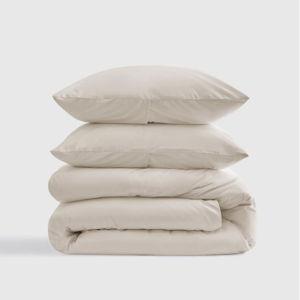 Classic Organic Percale Duvet Cover Set - Queen size in color Sand