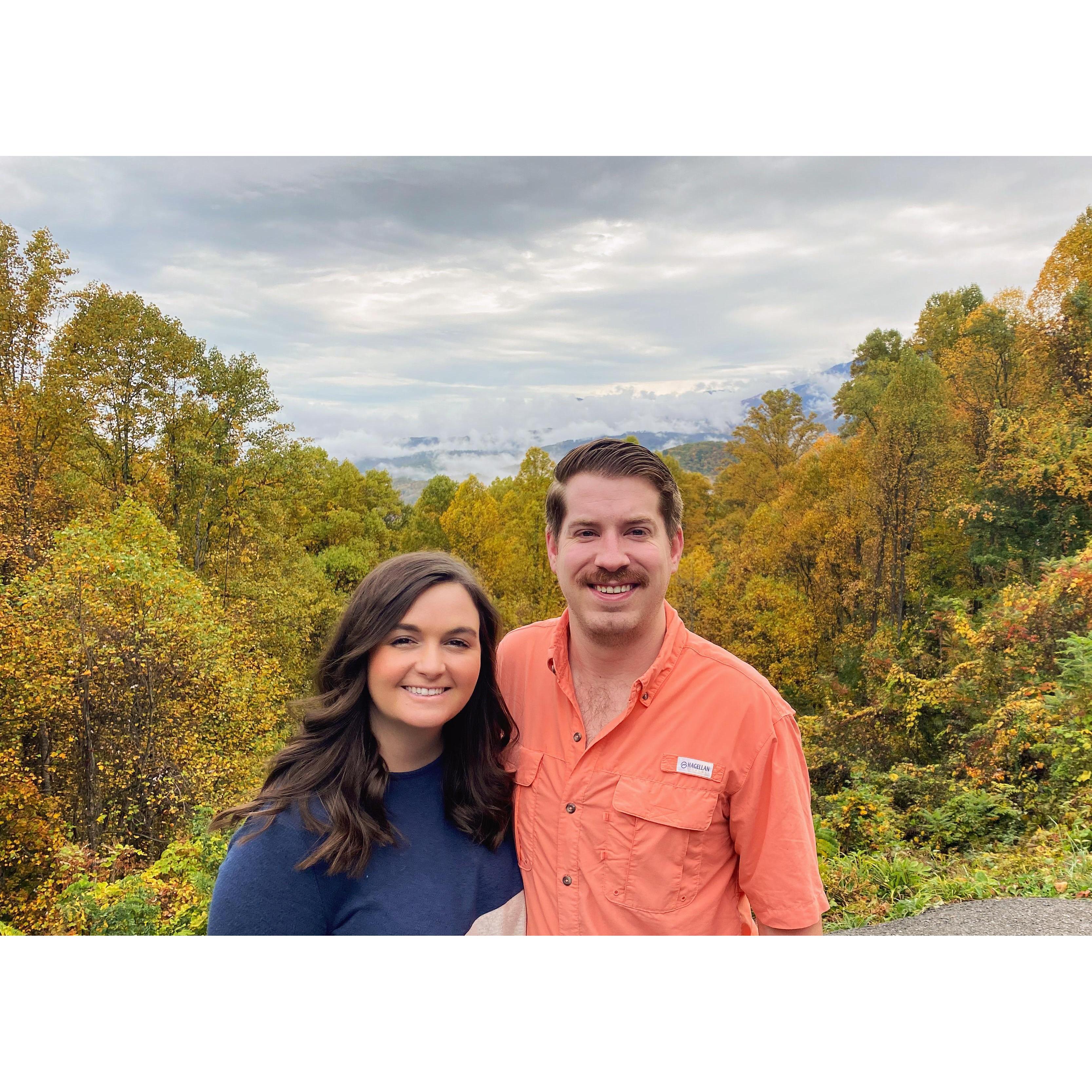 Appreciating the beautiful fall colors in Smoky Mountain National Park.