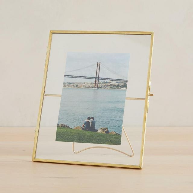 Terrace Frames With Kickstand, Antique Brass, Holds 5"x7" & 8"x10"