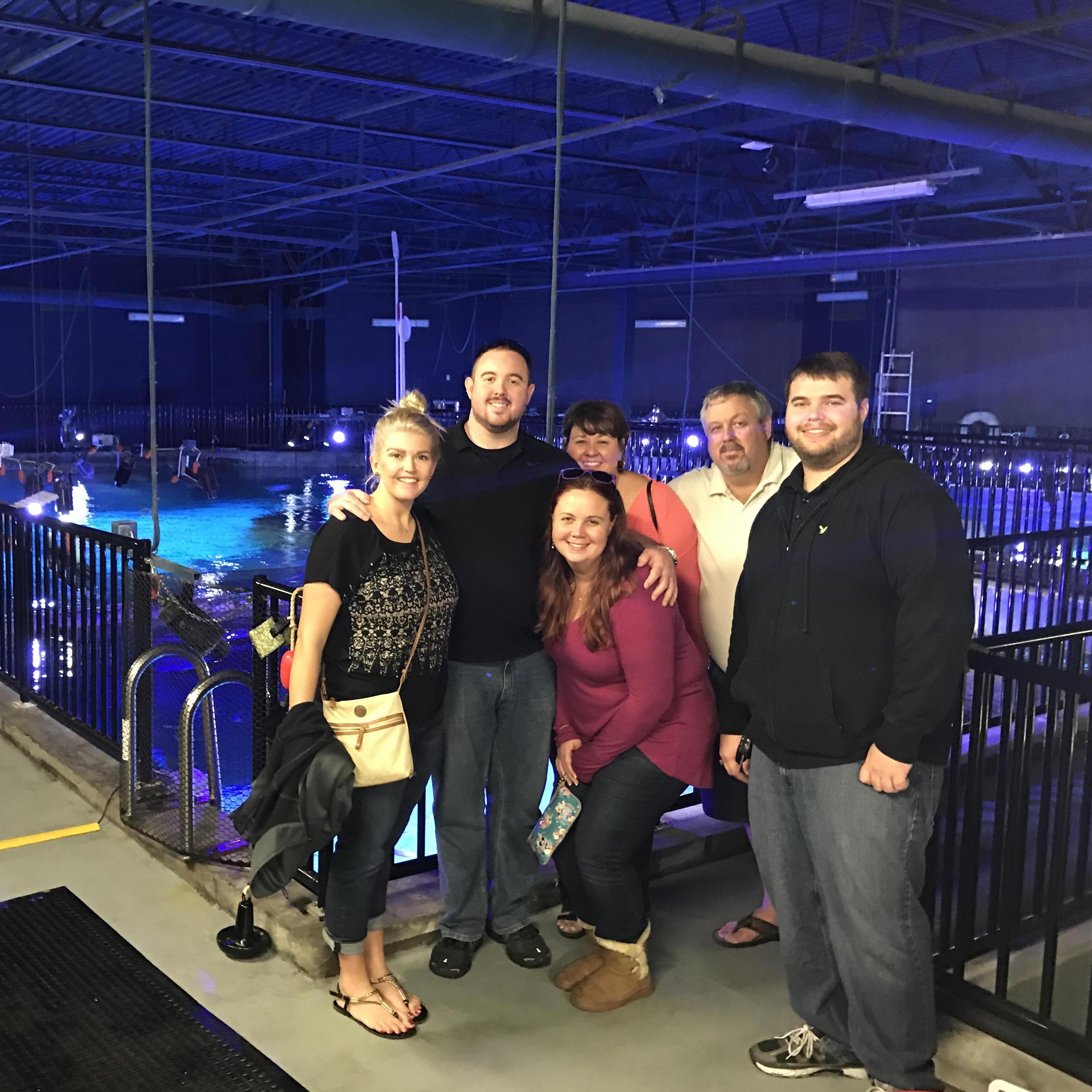With Ryan's family at a behind the scenes aquarium tour. (Left to right: Kate, Ryan, Lacey, Laura, Martin & David)