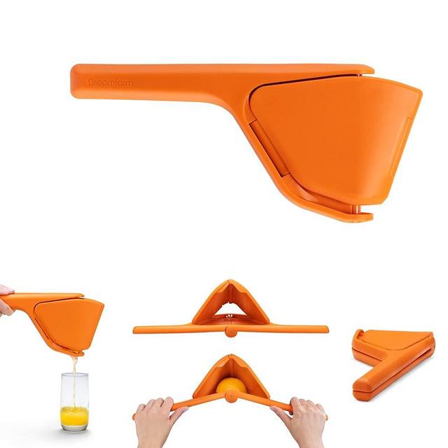 Dreamfarm 11" Original Orange Fluicer Easy-Squeeze Ergonomic Manual Fold-Flat Space-Saving Citrus Juicer Squeezer Reduces Effort Needed