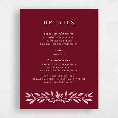 Dark Burgundy, Red Wedding Enclosure - Oriana
