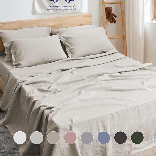純正売品】 Sijo Premium Stone Washed 100% French Linen Bed Sheet