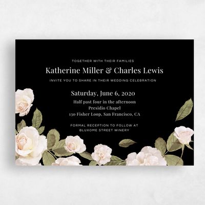Black Wedding Invitation - Woads Wreath