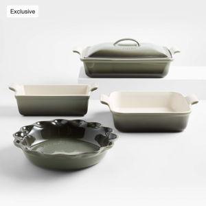 Le Creuset Heritage Chambray 5-Piece Stoneware Bakeware Set + Reviews | Crate & Barrel