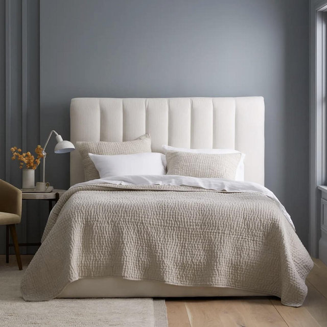 European Linen Cotton Stitch Quilt Set - Natural, King/Cal King
