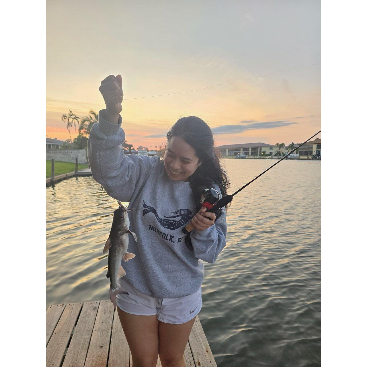 The first time Gilly caught a fish! May 2024