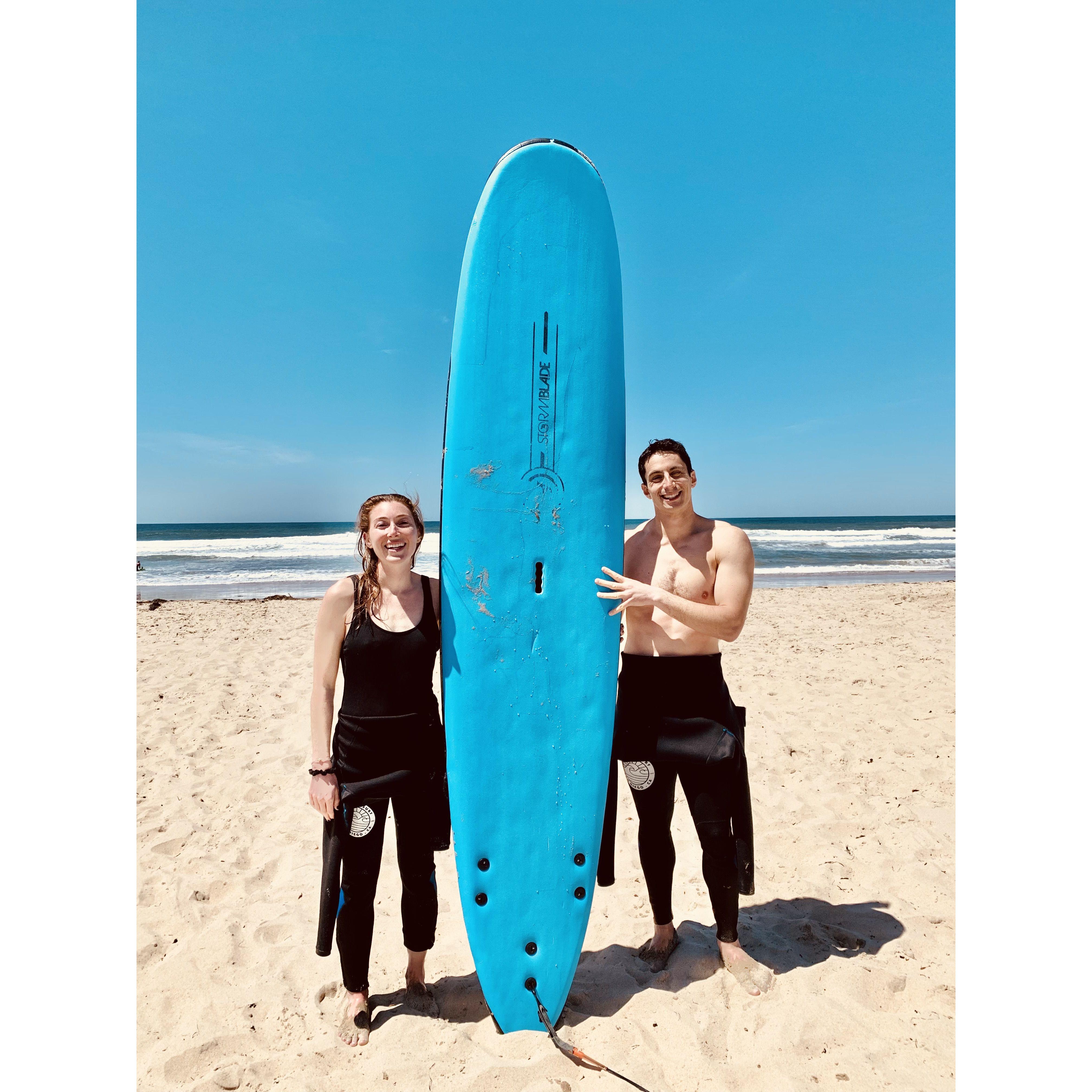 Surf lesson in San Diego