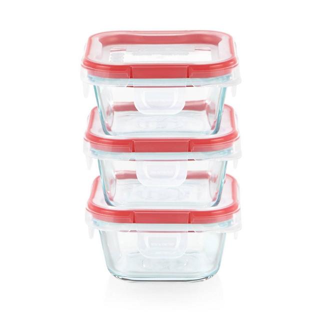 Pyrex Freshlock 6pc 1 Cup Square Glass Value Pack Set