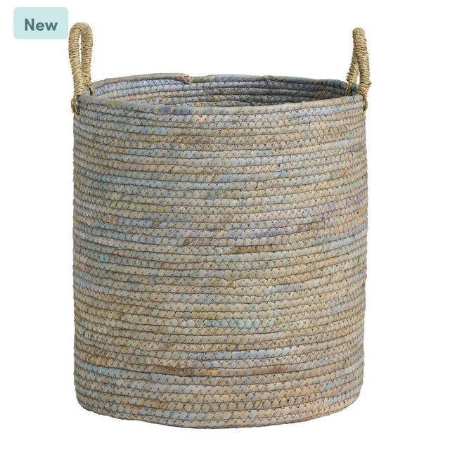 Simone Colored Corn Leaf Tote Basket - World Market
