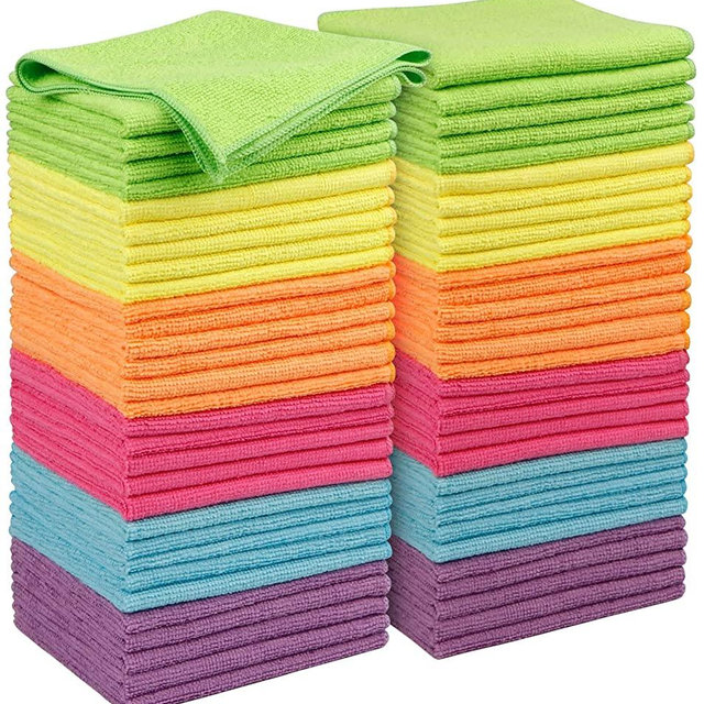 Orighty Microfiber Cleaning Cloths, Pack of 60, Highly Absorbent Cleaning Supplies, Lint Free Cloths for Multiple-use, Powerful Dust Removal Cleaning Rags for House, Kitchen, Car Care(12x12 inch)