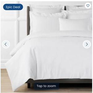 Premium Smooth Organic Cotton Sateen Duvet Cover - White