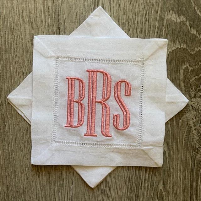 Monogrammed Linen Cocktail Napkins(Set of 4)