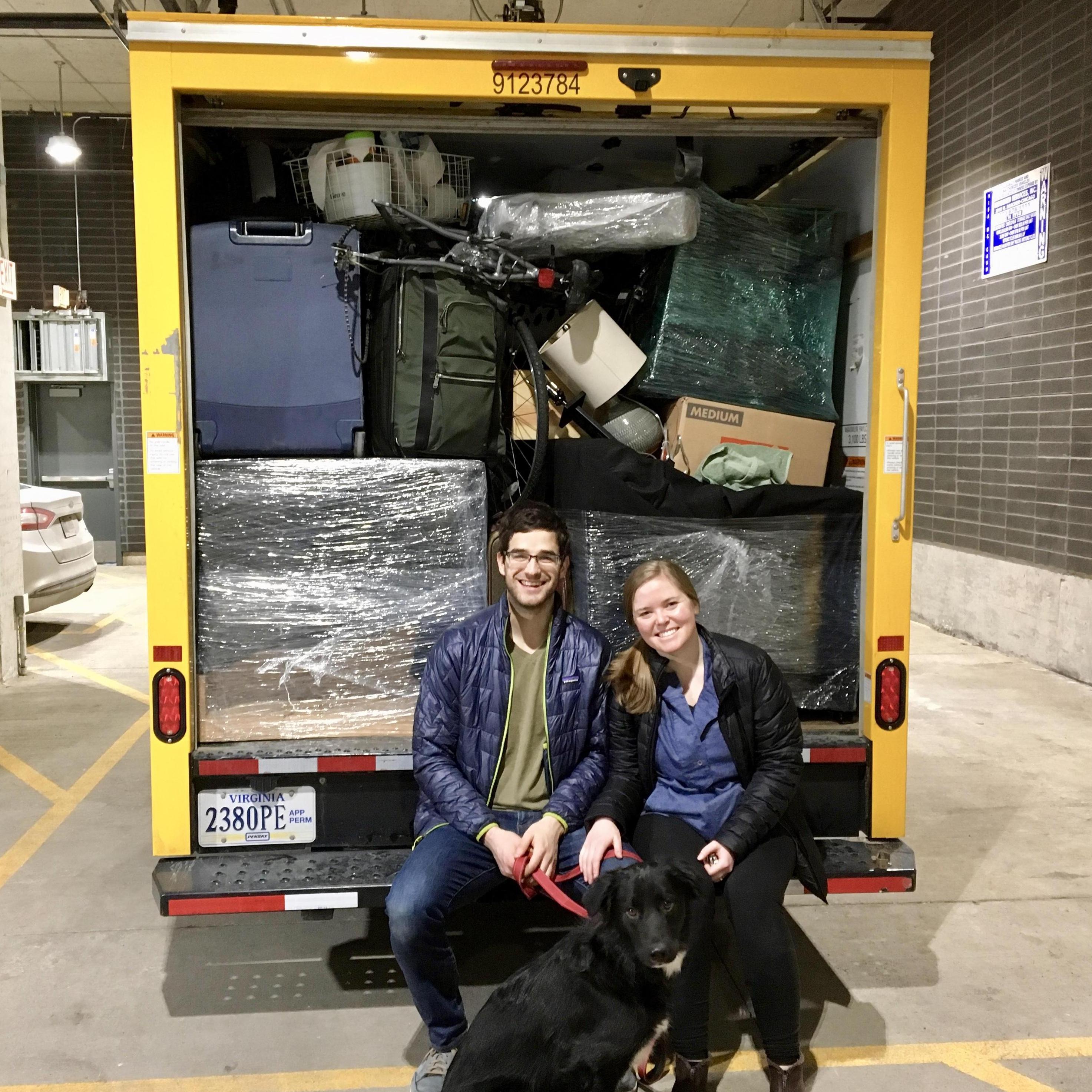 The happy couple setting out for Boulder with all of their belongings! Less than 48 hours later, they arrived in Boulder 5 hours earlier than they were expecting!