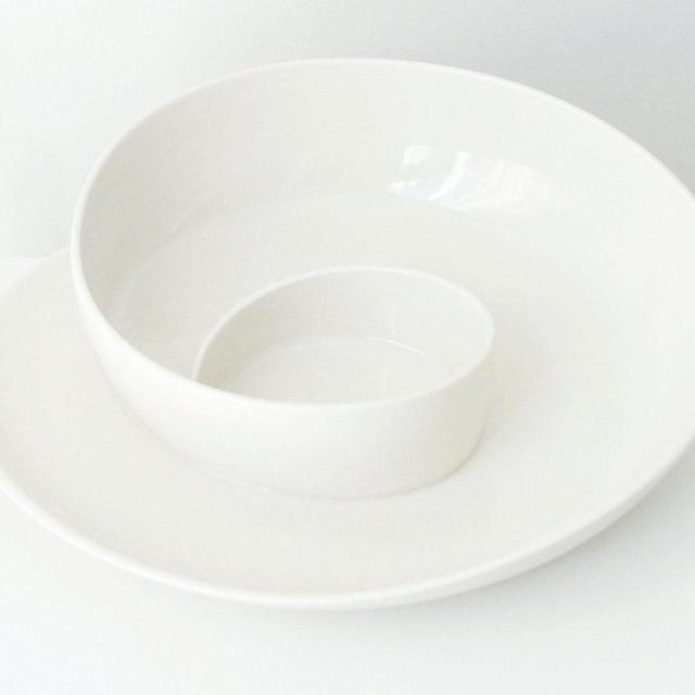 White Porcelain Platter Whirl Serving Dish No. 1