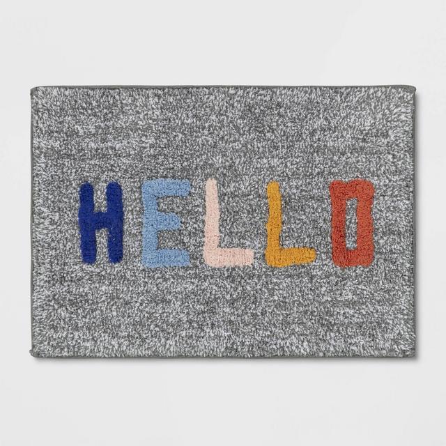 17"x24" Hello Bath Rug Gray - Room Essentials™