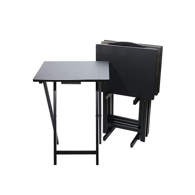 Pearington Folding Tray Table, 4-Pack, Black