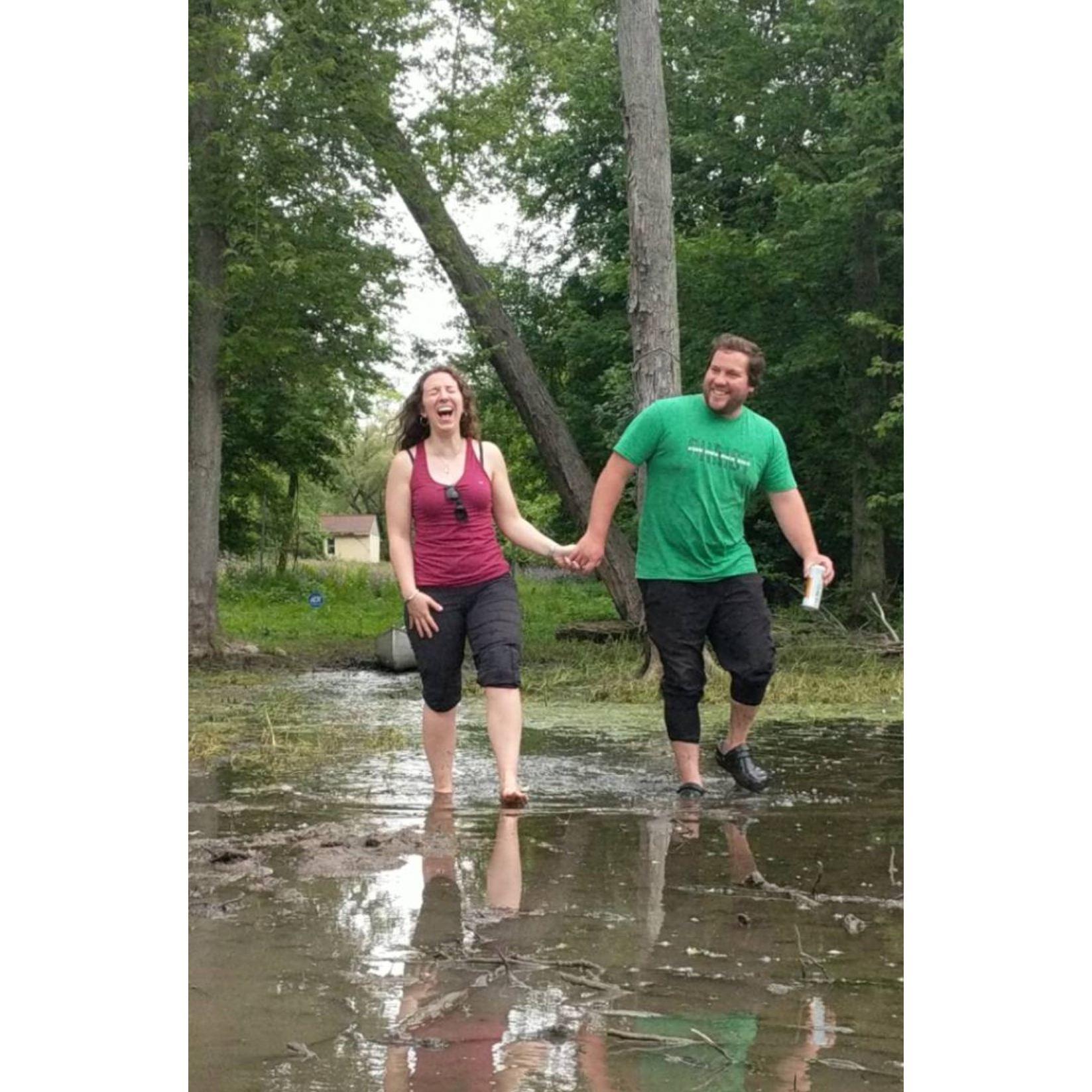 A candid snapped by Maid of Honor Lily Flynn, after kayaking the Huron River; June 2022.
