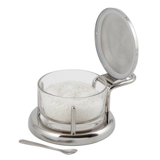 Alton Brown Good Eats Salt Cellar Stainless Steel Glass Keeper Box Dish Server