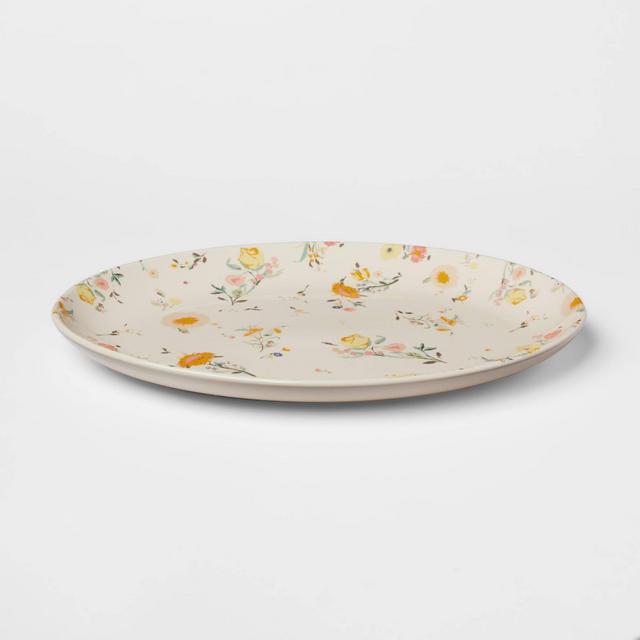 13" x 9" Stoneware Floral Serving Platter - Threshold™