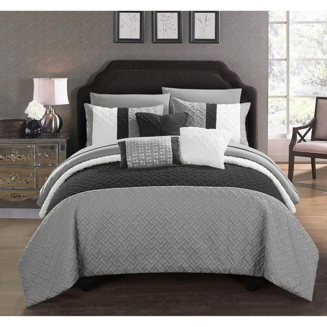 Chic Home Shai 10-Piece Queen Comforter Set in Grey