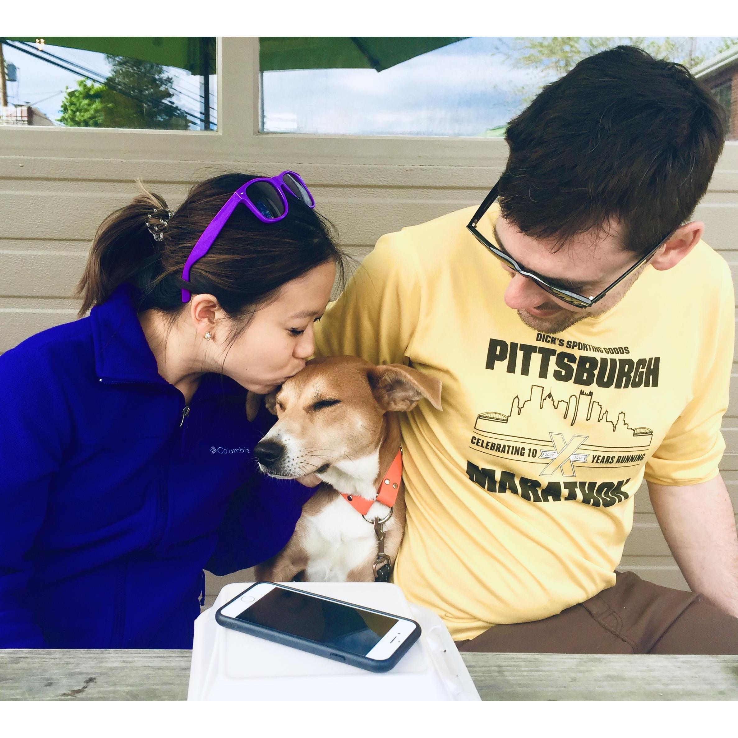 Post-hike puppy kisses