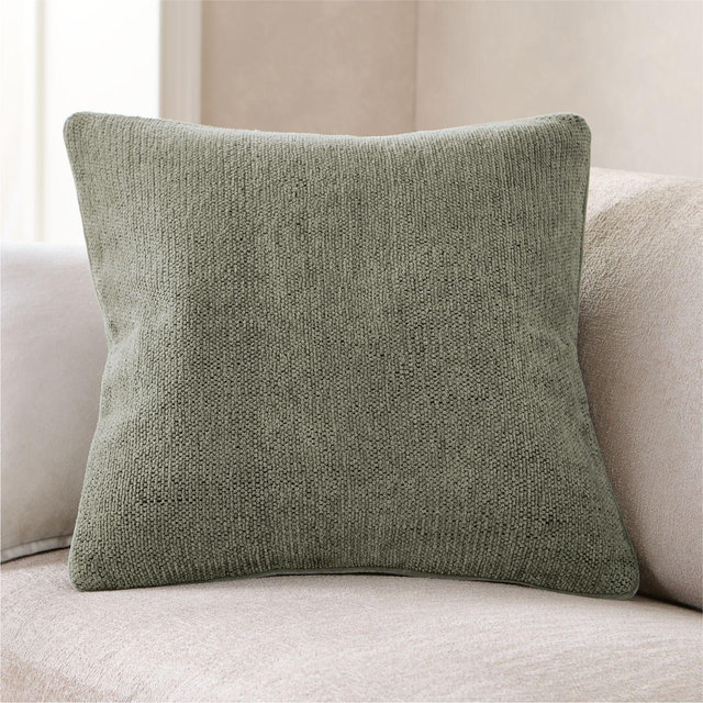 Textured Chenille 23"x23" Shadow Sage Green Throw Pillow with Feather Insert