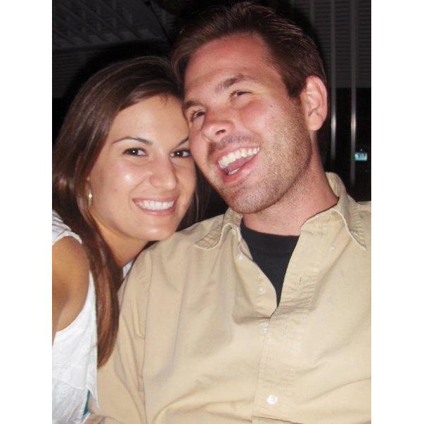 Our first photo! Summer 2008. It wasn't our first date, but we were having dinner at Miller's Ale House in West Palm Beach.