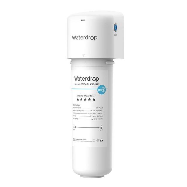 Waterdrop Alkaline Water Filter System for Sink WD-ALK16, Alkaline Water Filter 9.5 pH Mineralization, NSF/ANSI 372 Certified, Alkaline Water Filter for Reverse Osmosis System, Under Sink Water Filter