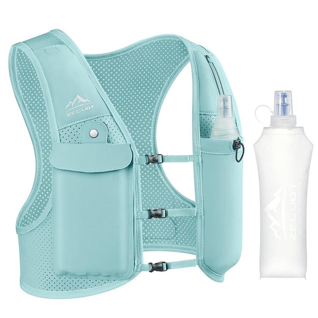 Zelvot Running Vest for Women Men, USA Original Patent, Adjustable Chest Straps Running Hydration Vest with 500ml Soft Flask, Lightweight Reflective Hydration Backpack for Marathon