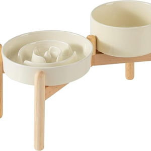 Havniva Elevated Slow Feeder Dog Bowls, 7.3 in Ceramic Slow Feeder Bowl Set
