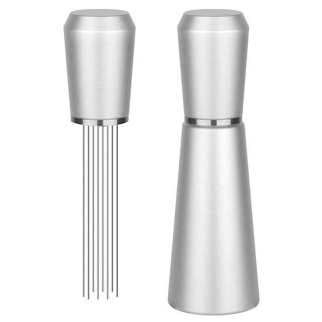 WDT Espresso Tool Metal Silver Espresso Coffee Stirrer Heavy Duty 8 Pin WDT Espresso Distribution Tool for Barista 304 Stainless Steel WDT Coffee Tool Grounds Needle Whisk Distributor with Stand