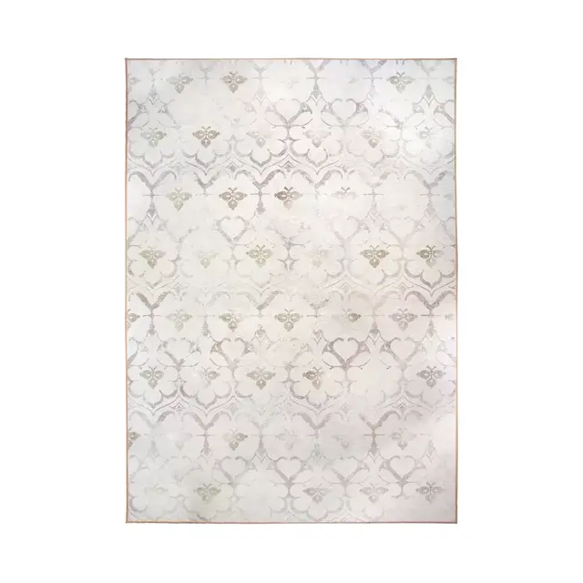 My Magic Carpet Leilani Damask 5' x 7' Washable Area Rug in Ivory