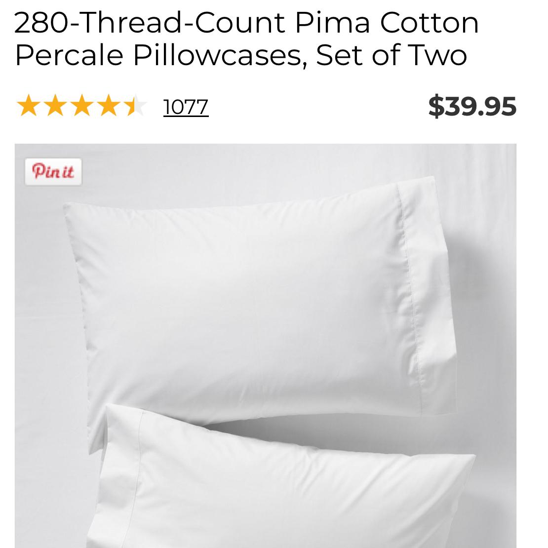 280-Thread-Count Pima Cotton Percale Pillowcases, Set of Two | Sheets at L.L.Bean