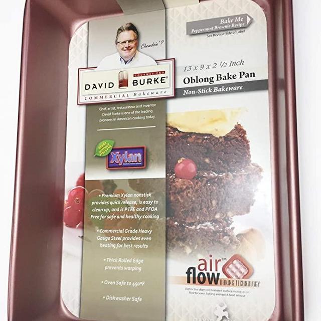 David Burke Kitchen Non-stick Bakeware Oblong Bake Pan 13 x 9 x 2 1/2 inches (ROSE GOLD)