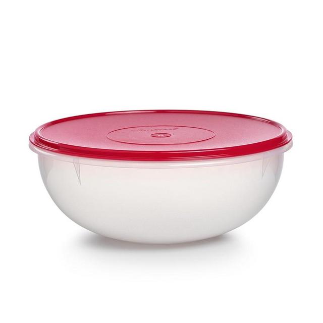Tupperware Fix-N-Mix 1.7 Gallon Mixing Bowl, Clear with Lipstick Colored Airtight Lid, Dishwasher Safe and BPA Free (6.5 L)
