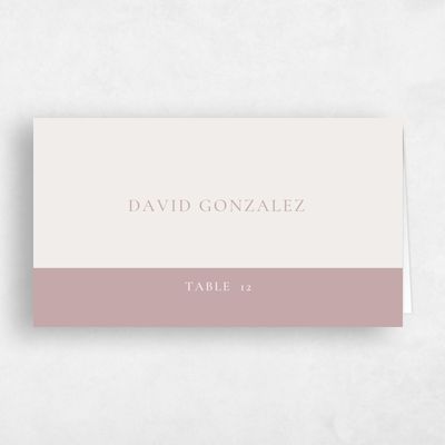 Taupe, Pink Wedding Place Card - Potter