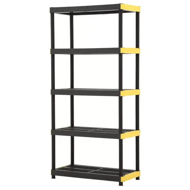 Black 5-Tier Plastic Garage Storage Shelving Unit (36 in. W x 74 in. H x 18 in. D)