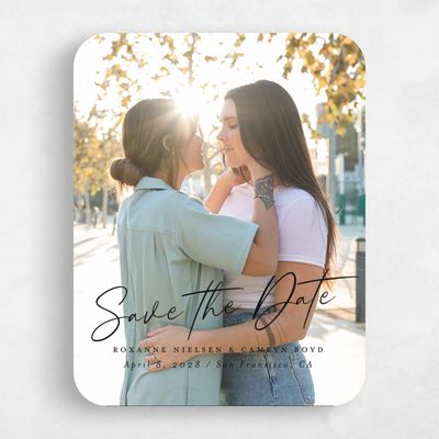 White Rounded Wedding Save the Date - Kosrae Photo