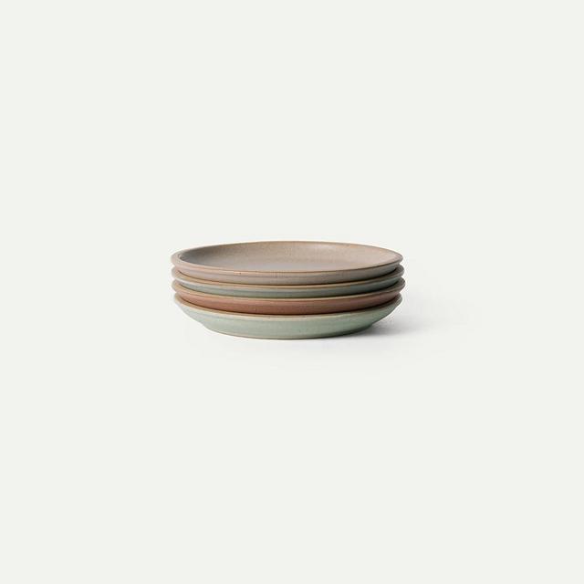MORA Medium Plates Set of 4, 8.5 inch Ceramic Pottery Salad Plates - Microwave, Oven and Dishwasher Safe - Harvest