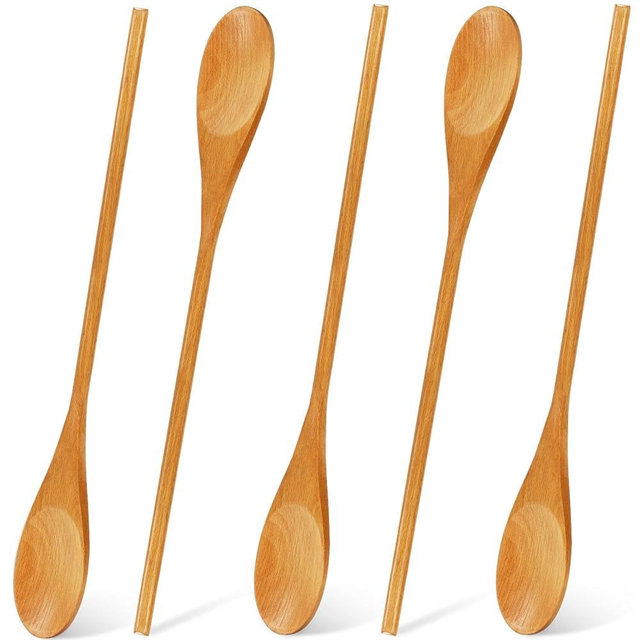 MORGLES 5Pcs Wooden Spoons for Cooking, 12 Inches Large Wood Spoons for Mixing, Tasting, Stirring, Wooden Kitchen Utensils for Nonstick Cookware