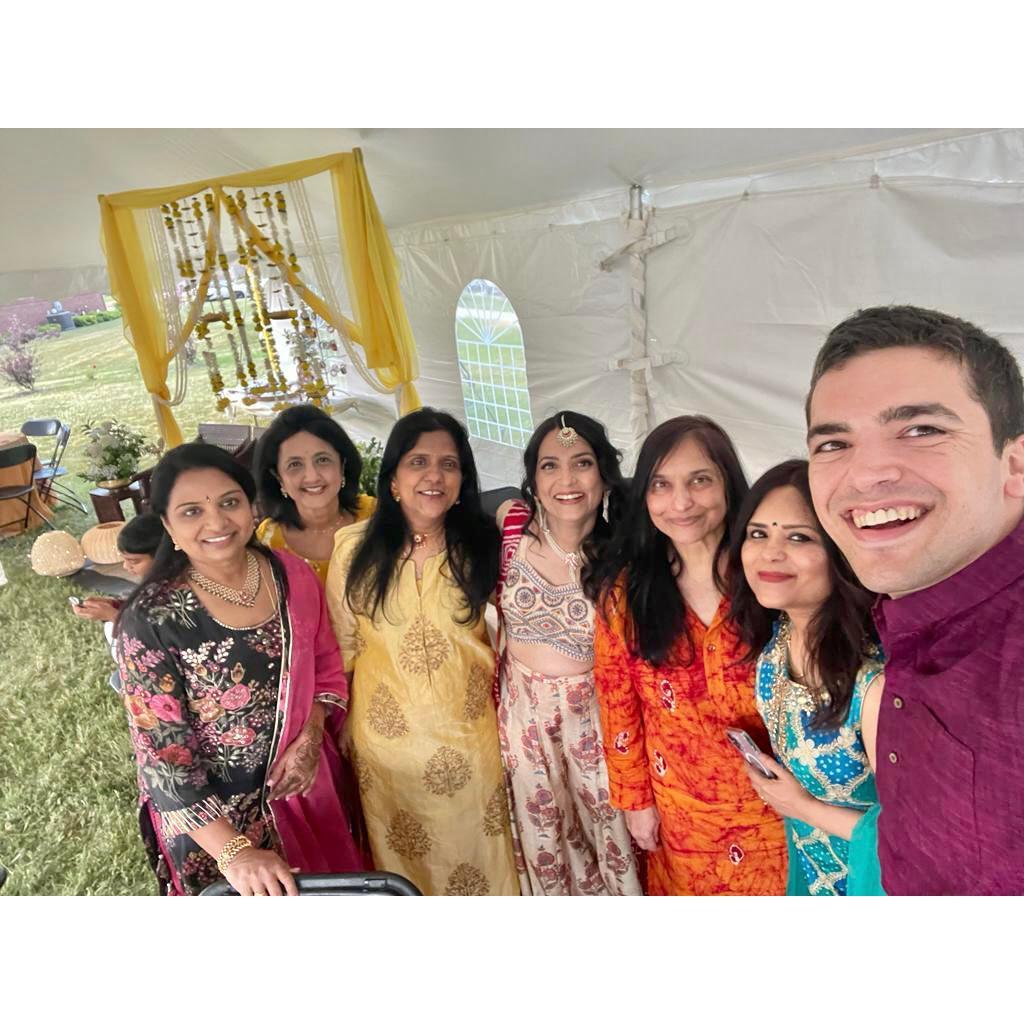 Dan hanging out with Akshita's mom's friends!