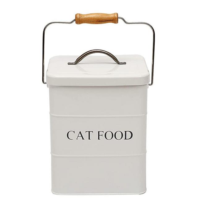 Geyecete Dog Treats tin and Dog Food Storage Tin with Lid & with Spoon for Dog Food Storage, Medium Pet Food Storage Can