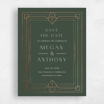 Evergreen Wedding Save the Date - Lance Portrait Foil