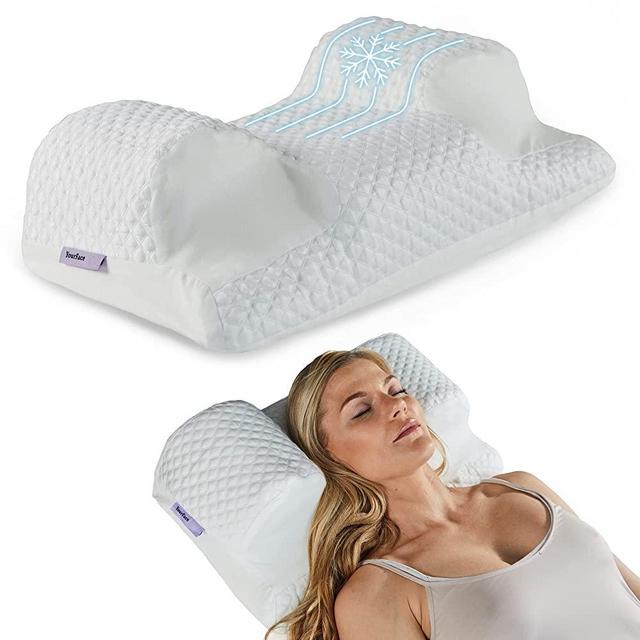 YourFacePillow Cooling Beauty Pillow - Anti Aging Beauty Sleep Pillow for Wrinkle Prevention - Memory Foam Back Sleeping Pillow - Breathable & Soft Anti Wrinkle Pillow for Back Sleep Training