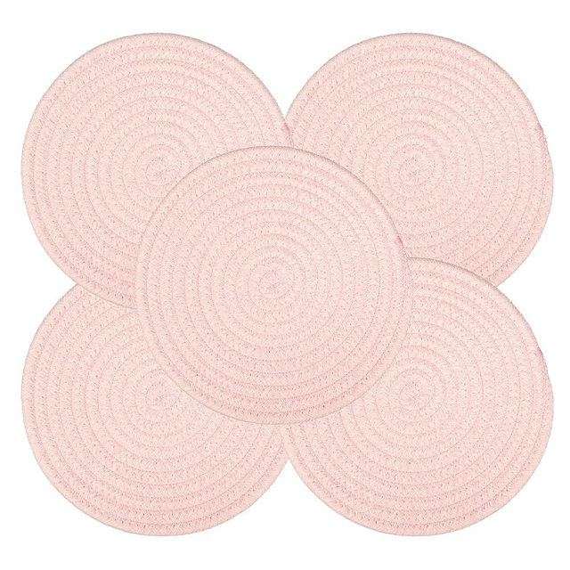 Trivets Set Pot Holders Set Coasters for Countertops Hot Mats Hot Pads 8 Inch Cotton Potholders for Kitchen Ideal for Hot Dishes, Pots, Pans, Teapots, Bowl and Plates 5 pcs Pink