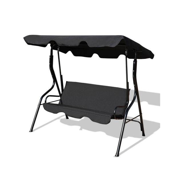 3 Seat Patio Canopy Swing - Black - WELLFOR