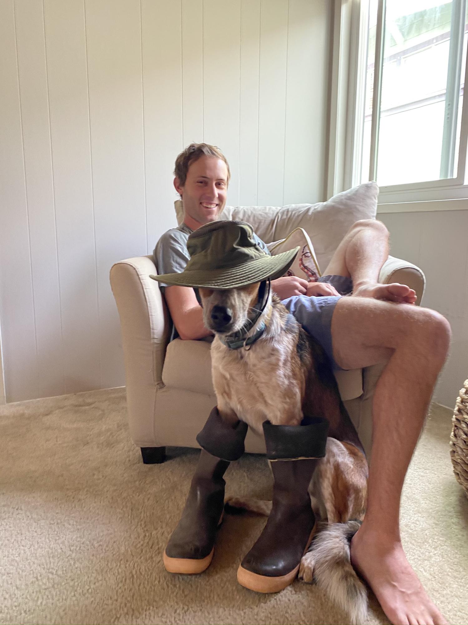 Playing dress up with Ember...poor dog