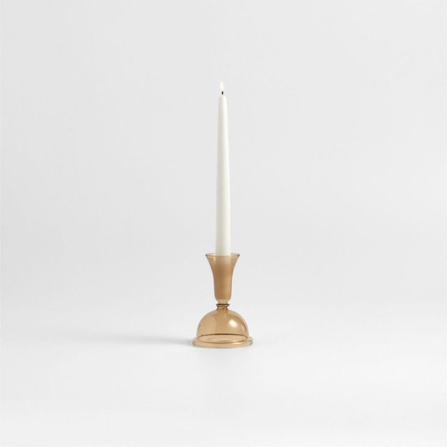 Milano Small Amber Glass Taper Candle Holder 5.2"