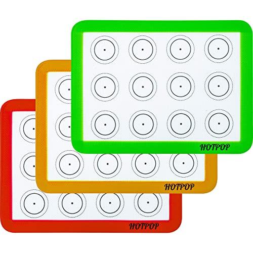 Silicone Macaron Baking Mats 0.75mm, Non-Stick Silicon Liner for Bake Pans & Rolling - Macaron/Pastry/Cookie/Bun/Bread Making (3 QUARTER SIZE)